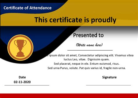 Certificate of attendance